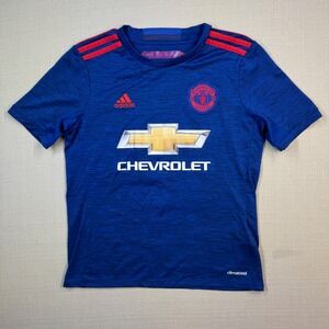 Adidas Kids Manchester United 2016-17 Away Football Soccer Jersey Blue Size M